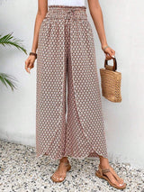 Tied Printed Wide Leg Pants - Trendsi - Flyclothing LLC