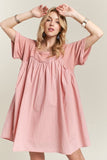 ADORA Round Neck Half Sleeve Babydoll Dress - Trendsi