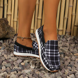 Plaid Round Toe Slip-Ons - Trendsi