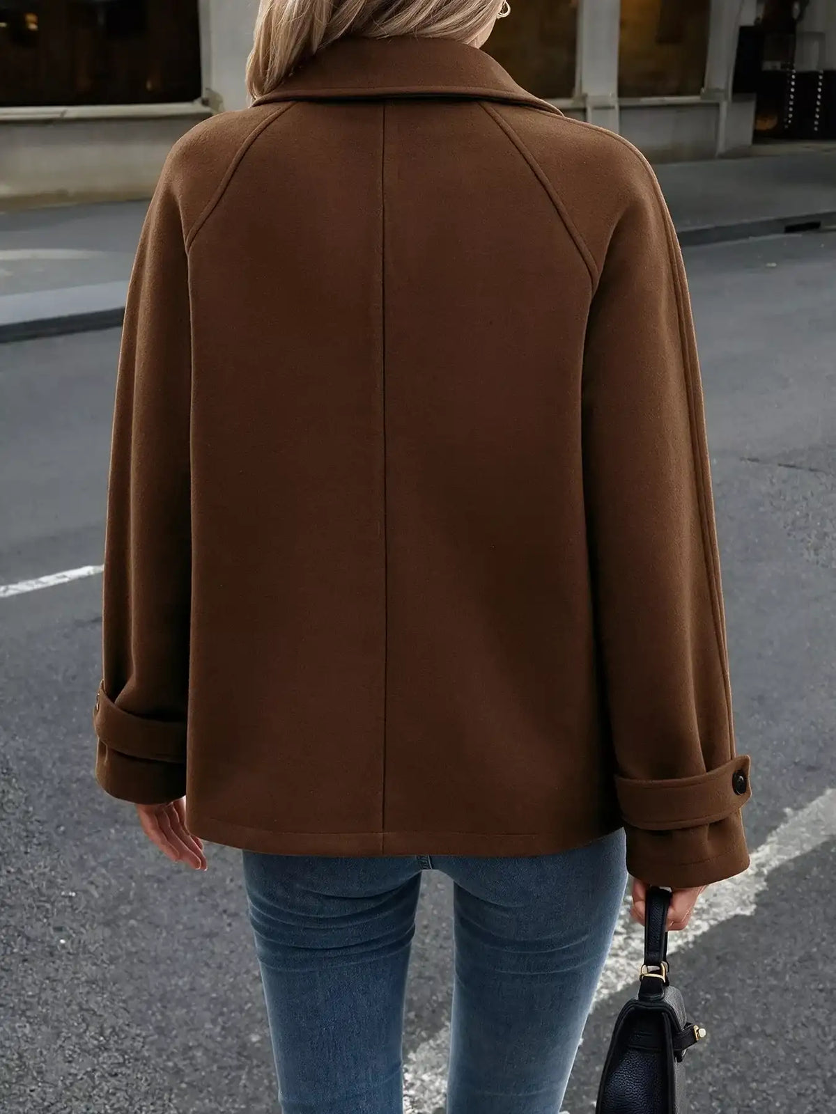 Single-Breasted Raglan Sleeve Outerwear - Trendsi - Flyclothing LLC