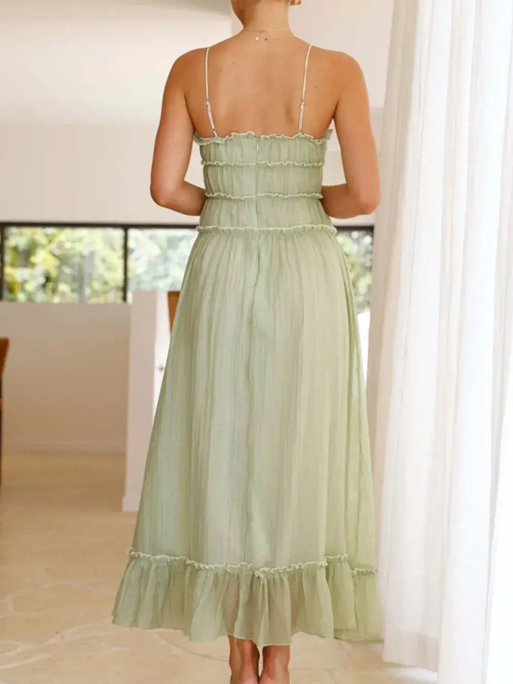 Devine Frill Ruffled Hem Midi Cami Dress - Trendsi - Flyclothing LLC