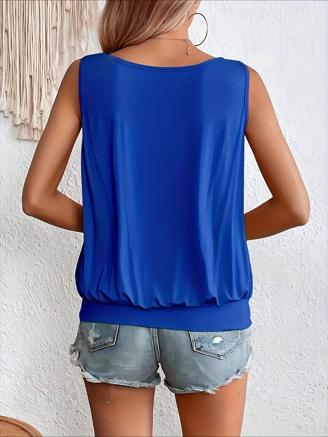 Full Size Ruched Scoop Neck Tank - Trendsi - Flyclothing LLC