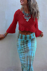 Round Neck Long Sleeve Knit Cover Up - Trendsi - Flyclothing LLC