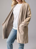 Open Front Long Sleeve Cardigan with Pockets - Trendsi