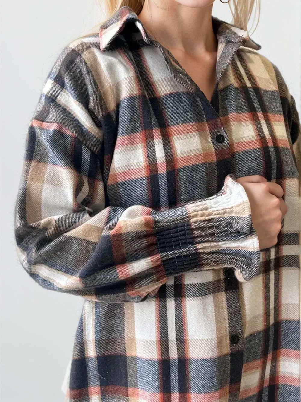 Plaid Button Up Long Sleeve Shirt - Trendsi - Flyclothing LLC