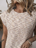 Heathered Round Neck Cap Sleeve T-Shirt - Trendsi - Flyclothing LLC