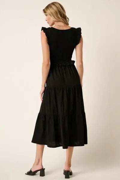 Mittoshop Smocked Ruffled Tiered Midi Dress - Trendsi - Flyclothing LLC