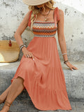 Tie Shoulder Square Neck Tiered Midi Dress - Trendsi