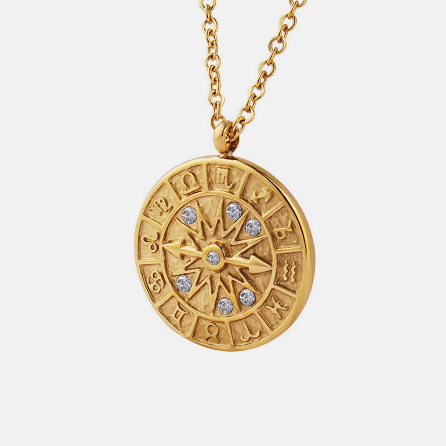 Zircon Titanium Steel Timepiece Shape Necklace - Trendsi - Flyclothing LLC