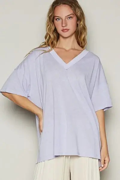 POL V-Neck Half Sleeve T-Shirt - Trendsi - Flyclothing LLC