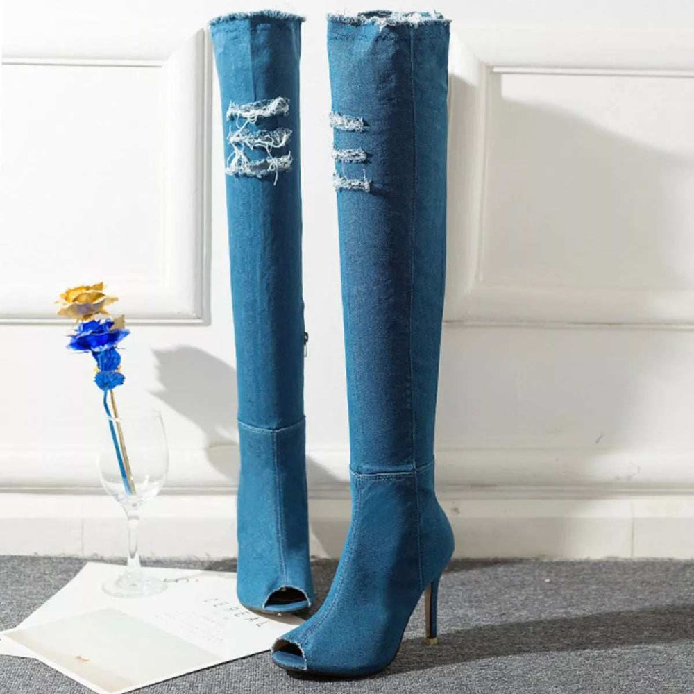 Peep Toe Stiletto Boots - Trendsi - Flyclothing LLC