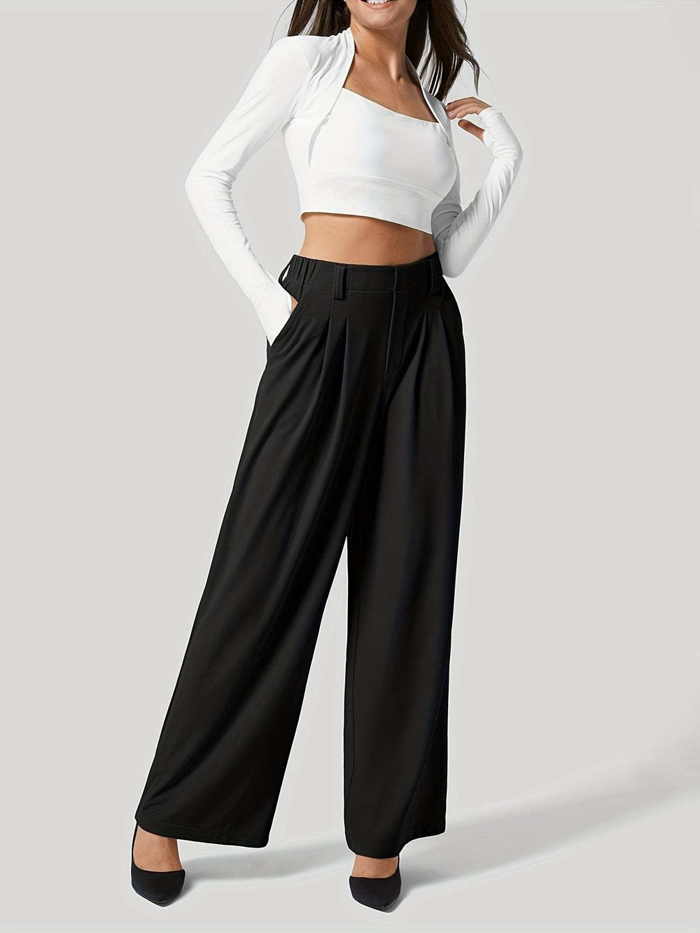 Wide Leg Pants with Pockets - Trendsi - Flyclothing LLC