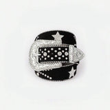 PU Leather Inlaid Rhinestone Belt - Trendsi - Flyclothing LLC