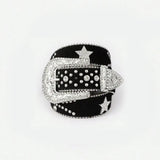 PU Leather Inlaid Rhinestone Belt - Trendsi