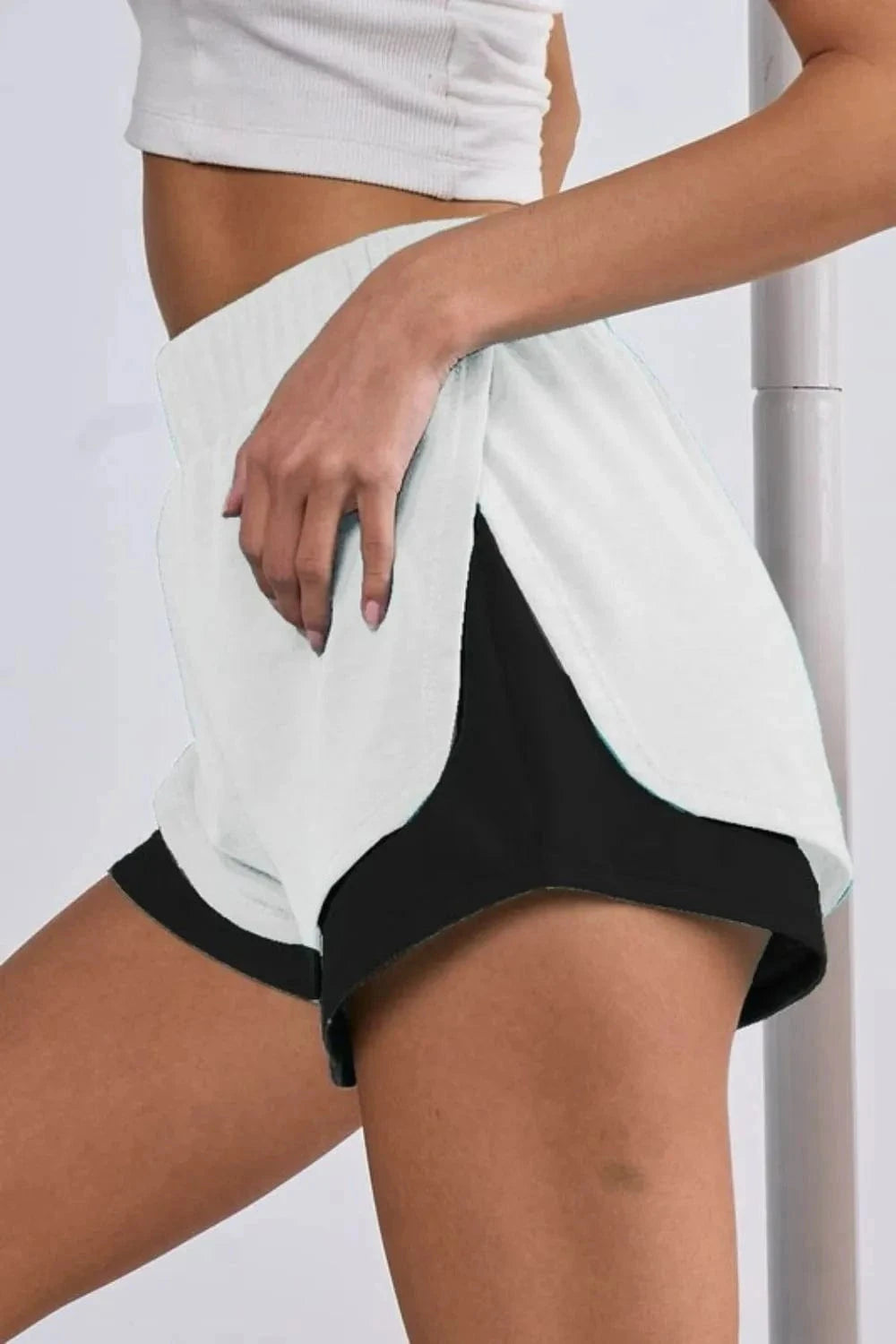 BiBi French Terry Knit Color Block with Sid Slit Shorts - Trendsi