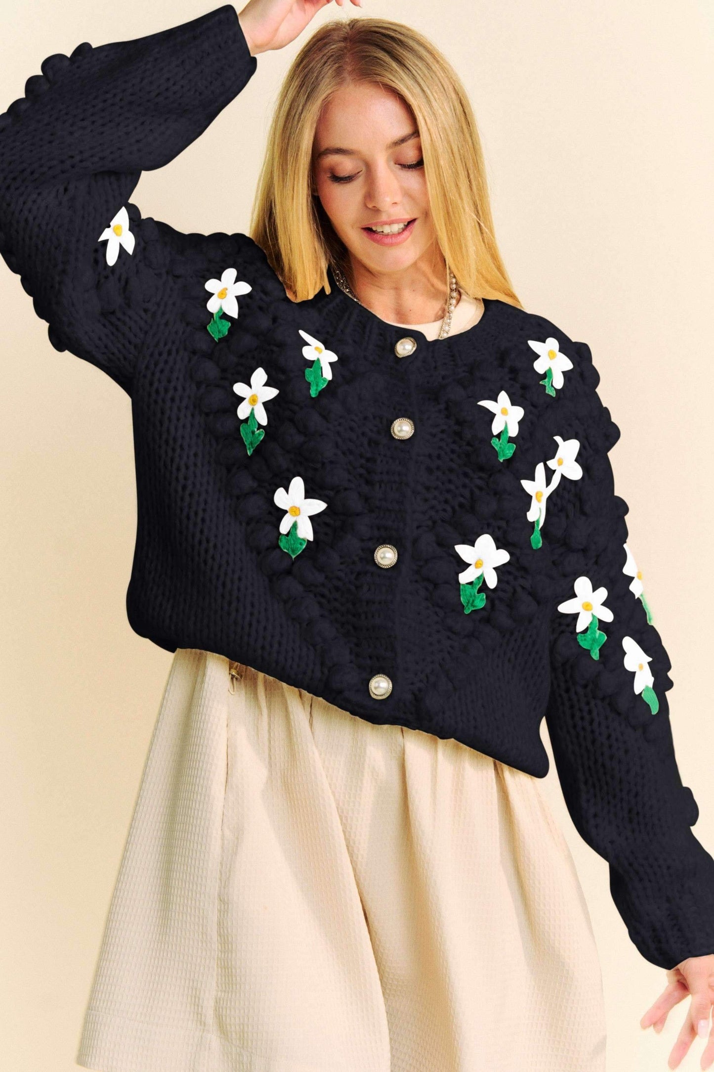 Davi & Dani Floral Pattern Button Down Cardigan - Trendsi - Flyclothing LLC
