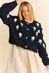 Davi & Dani Floral Pattern Button Down Cardigan - Trendsi - Flyclothing LLC