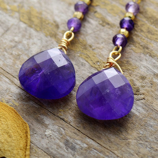 Natural Stone Bead Shape Earrings - Trendsi