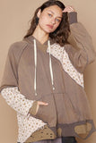 POL Floral Patchwork Distressed Drawstring Hoodie - Trendsi