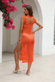 Cutout Openwork Round Neck Sleeveless Cover-Up - Trendsi