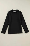 Thermal Lined Mock Neck Long Sleeve Blouse - Trendsi - Flyclothing LLC