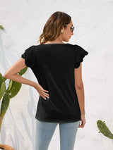 Ruffled Square Neck Cap Sleeve Blouse - Trendsi - Flyclothing LLC