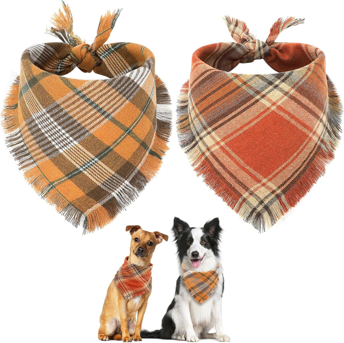 Vivifying Fall Dog Bandana With Tassels Edges Classic Plaid Triangle Dog Apparel Accessories Unny Dog Scarf Costume For Thanksgiving Photo Prop And Party Decor - My Store - Flyclothing LLC