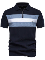 Men's Collared Neck Striped Texture Knit Polo - Trendsi - Flyclothing LLC