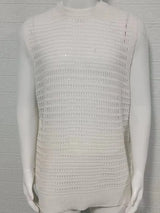 Men's Round Neck Hollow Out Sleeveless Knit Top - Trendsi - Flyclothing LLC