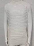 Men's Round Neck Hollow Out Sleeveless Knit Top - Trendsi