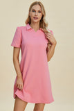 Double Take Full Size Texture Short Sleeve Dress - Trendsi