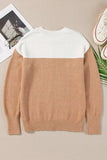 Color Block Round Neck Long Sleeve Sweater - Trendsi - Flyclothing LLC