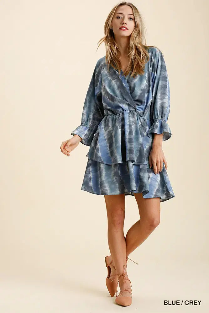 Umgee Tie Dye Ruffled Layered Dress with Elastic Waistband - Trendsi - Flyclothing LLC