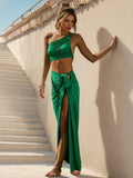 Single Shoulder Top and Skirt Set - Trendsi