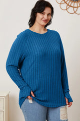 Basic Bae Full Size Ribbed Thumbhole Sleeve T-Shirt - ShopBasicbae - Flyclothing LLC