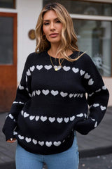 Angel Wings Heart Round Neck Long Sleeve Sweater - Trendsi - Flyclothing LLC