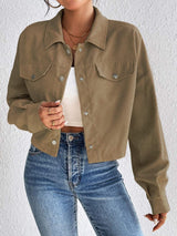 Snap Down Long Sleeve Jacket - Trendsi - Flyclothing LLC