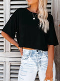 Round Neck Half Sleeve T-Shirt - Trendsi