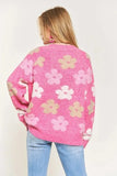 ADORA Full Size Floral Popped 2-Tone Sweater Top Plus Size - Trendsi