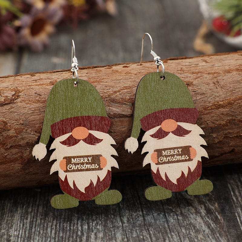 Wooden Gnome Dangle Earrings - Trendsi - Flyclothing LLC
