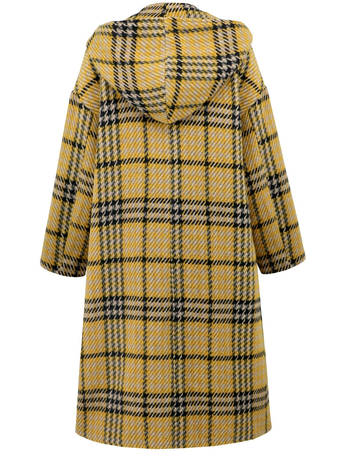 Plaid Double-Breasted Long Sleeve Longline Coat - Trendsi