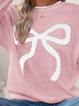 Bow Round Neck Sweater - Trendsi - Flyclothing LLC