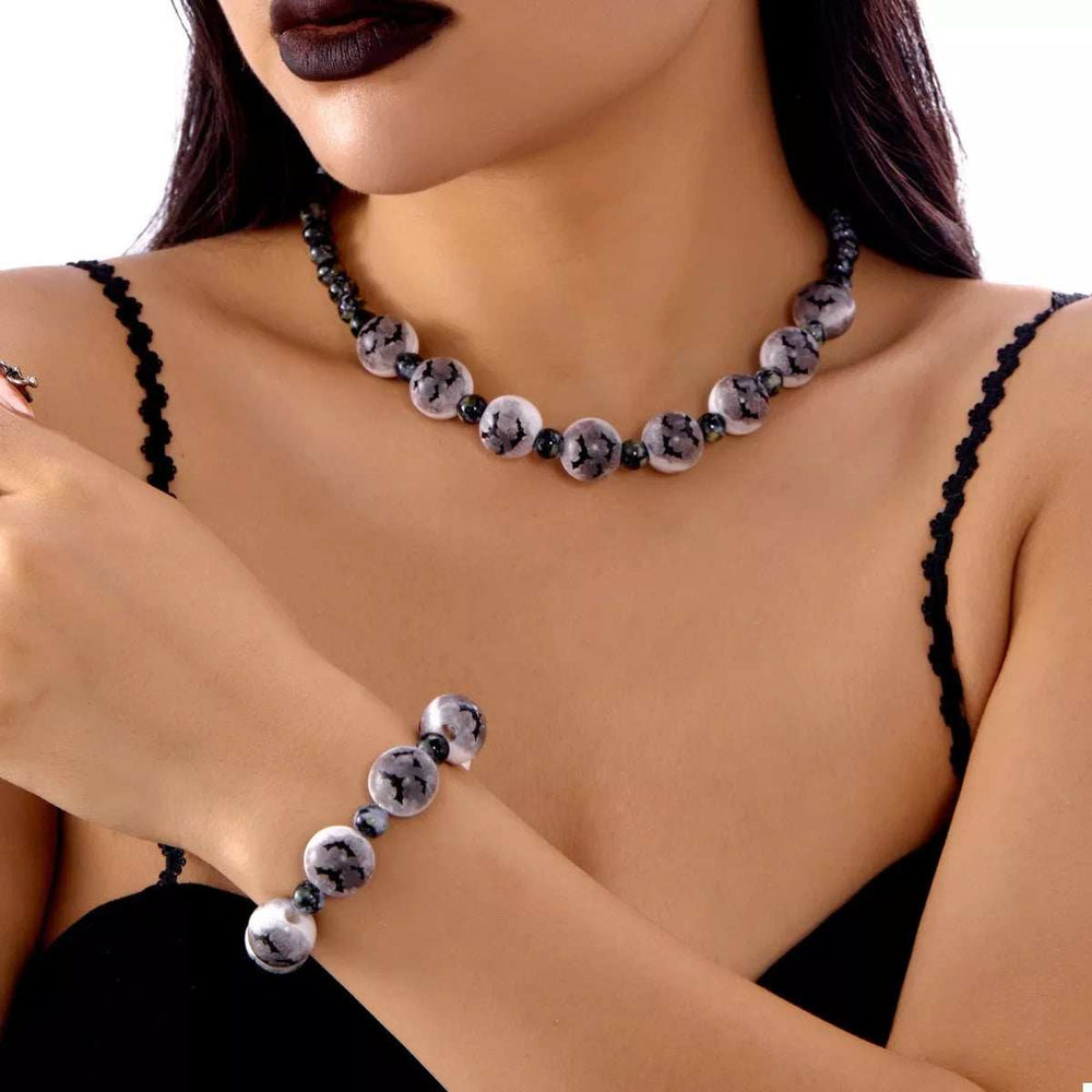 Halloween Beaded Necklace and Bracelet Set - Trendsi - Flyclothing LLC