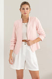 HYFVE Open Front Ruched Sleeve Blazer - Trendsi