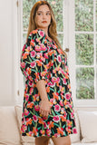 ODDI Full Size Floral Puff Sleeve Mini Dress - Trendsi