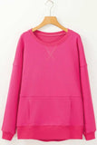 Solid Color Round Neck Long Sleeve Sweatshirt - Trendsi - Flyclothing LLC
