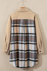 Pocketed Plaid Long Sleeve Mini Shirt Dress - Trendsi - Flyclothing LLC