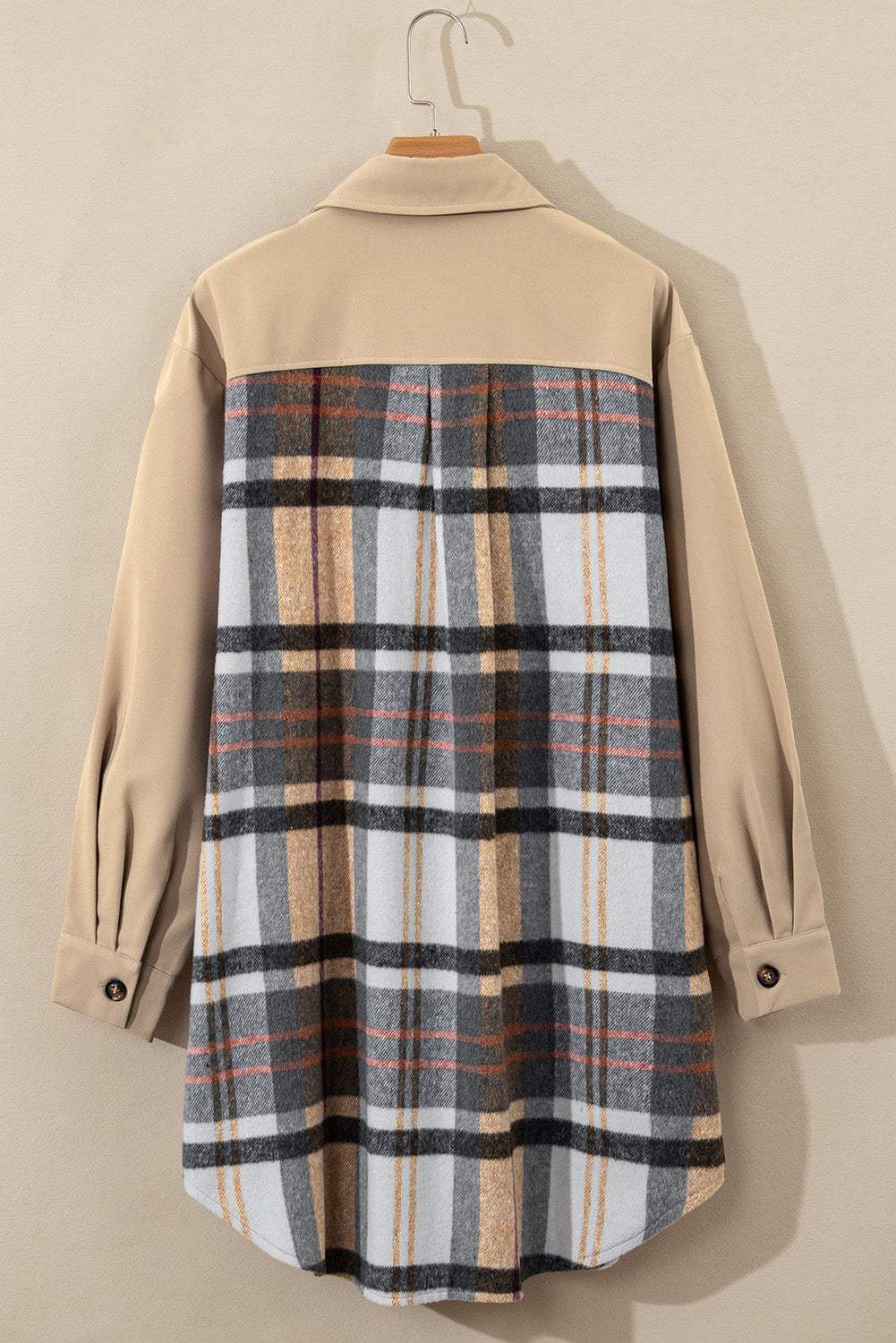 Pocketed Plaid Long Sleeve Mini Shirt Dress - Trendsi - Flyclothing LLC