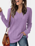 V-Neck Long Sleeve T-Shirt - Trendsi - Flyclothing LLC