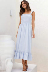 Ruffled Smocked Ruffle Hem Sleeveless Dress - Trendsi - Flyclothing LLC